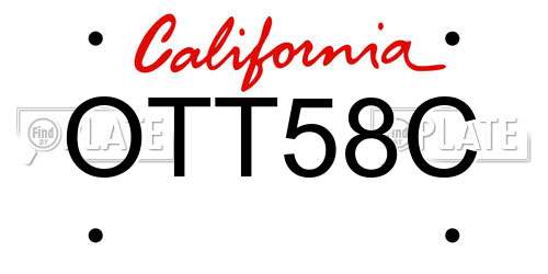 OTT58C California License Plate