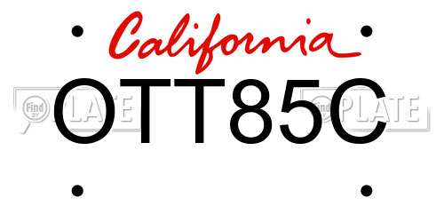 OTT85C California License Plate