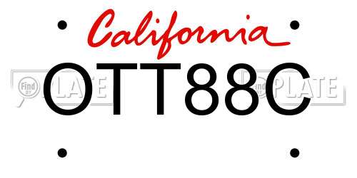 OTT88C California License Plate