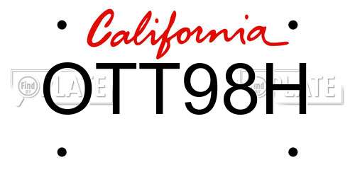OTT98H California License Plate