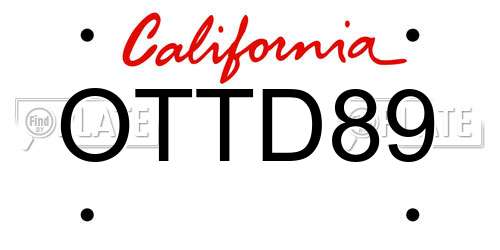 OTTD89 California License Plate