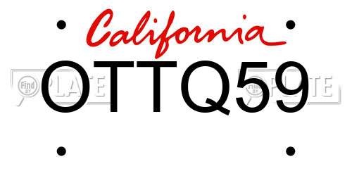 OTTQ59 California License Plate