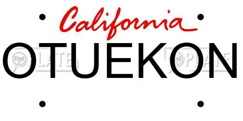 OTUEKON California License Plate