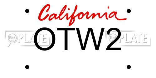 OTW2 California License Plate