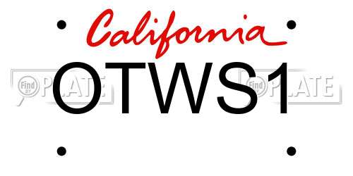 OTWS1 California License Plate