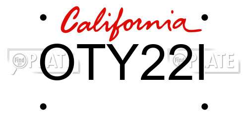OTY22I California License Plate
