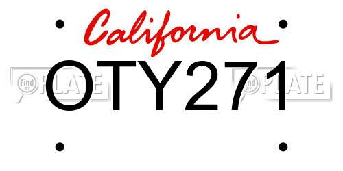 OTY271 California License Plate