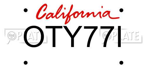 OTY77I California License Plate