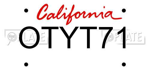 OTYT71 California License Plate