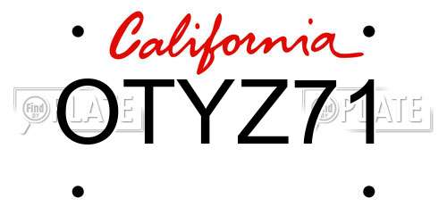 OTYZ71 California License Plate