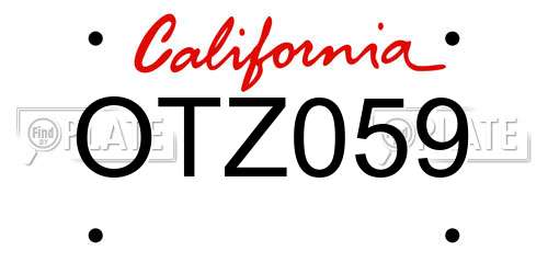 OTZ059 California License Plate