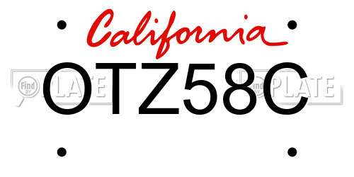 OTZ58C California License Plate