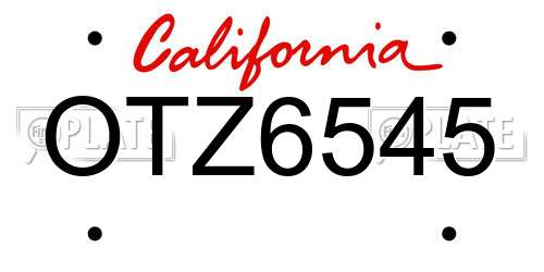 OTZ6545 California License Plate