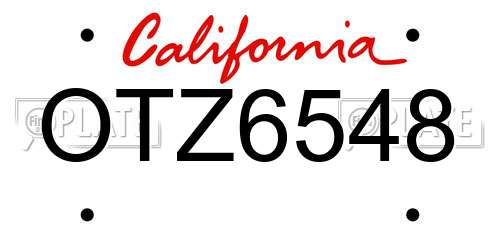 OTZ6548 California License Plate