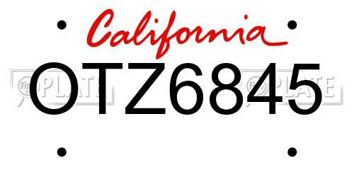 OTZ6845 California License Plate