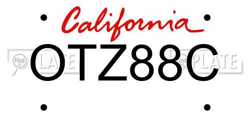 OTZ88C California License Plate