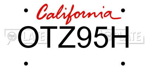 OTZ95H California License Plate