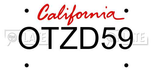 OTZD59 California License Plate