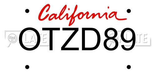 OTZD89 California License Plate