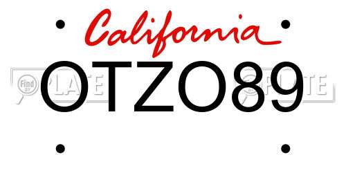 OTZO89 California License Plate