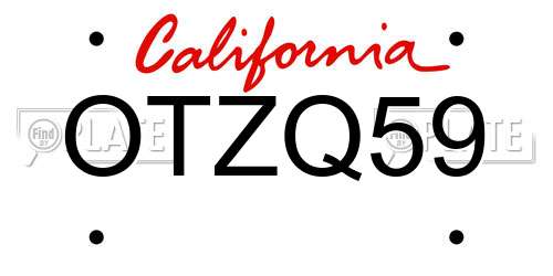 OTZQ59 California License Plate