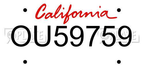 OU59759 California License Plate