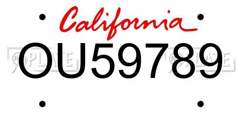 OU59789 California License Plate