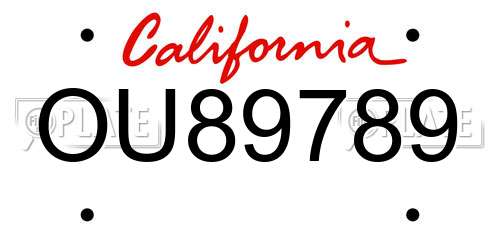 OU89789 California License Plate