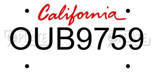 OUB9759 California License Plate