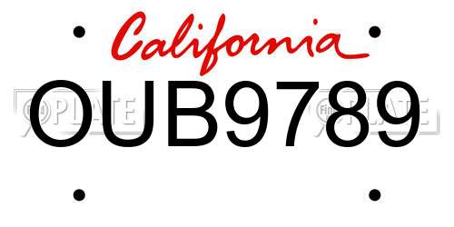 OUB9789 California License Plate