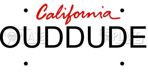 OUDDUDE California License Plate