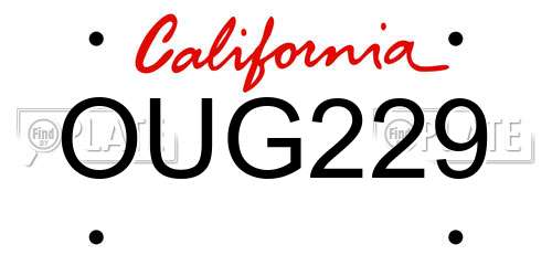 OUG229 California License Plate