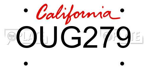 OUG279 California License Plate