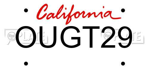 OUGT29 California License Plate