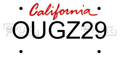 OUGZ29 California License Plate
