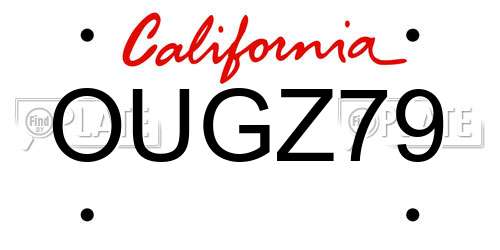 OUGZ79 California License Plate