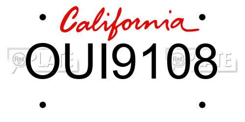 OUI9108 California License Plate