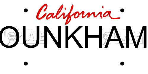 OUNKHAM California License Plate