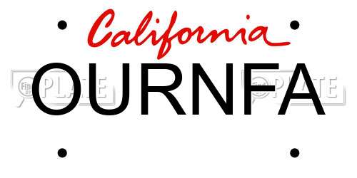 OURNFA California License Plate