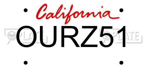 OURZ51 California License Plate