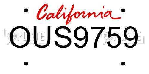 OUS9759 California License Plate