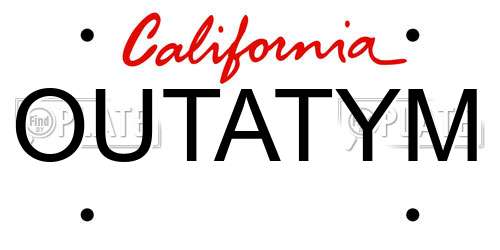 OUTATYM California License Plate