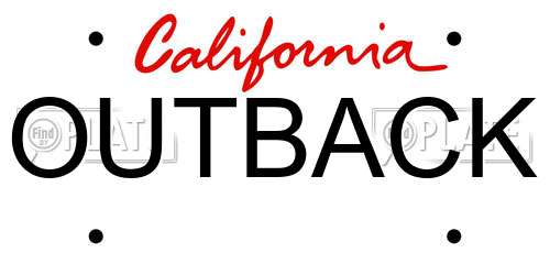 OUTBACK California License Plate