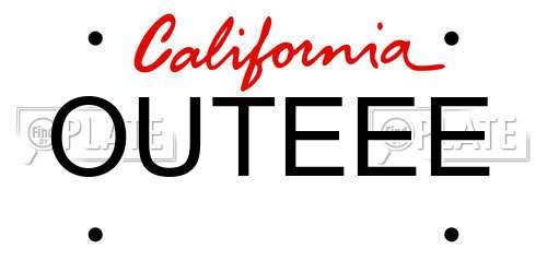 OUTEEE California License Plate