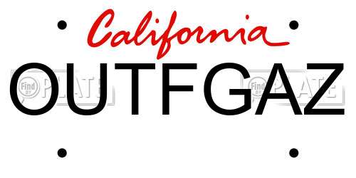 OUTFGAZ California License Plate