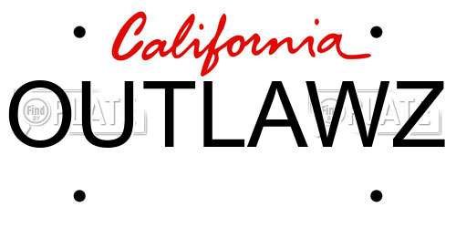 OUTLAWZ California License Plate