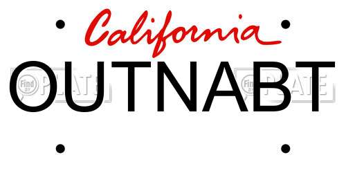 OUTNABT California License Plate
