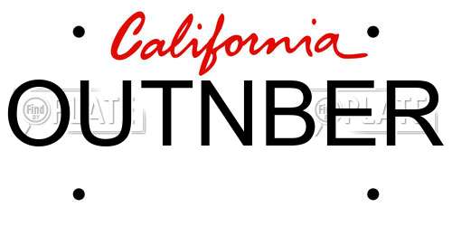OUTNBER California License Plate