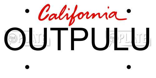 OUTPULU California License Plate