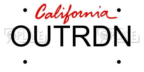OUTRDN California License Plate